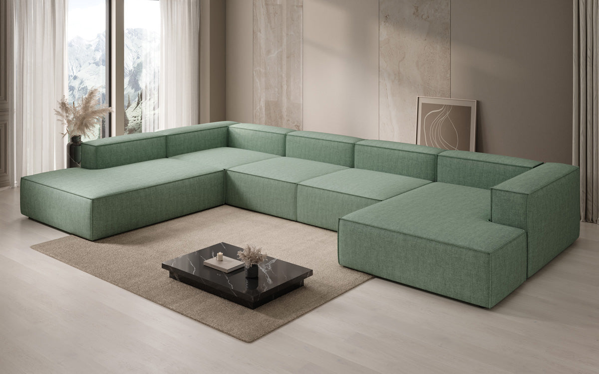 Designer-Sofa Lesley U XXL a Lengen-Optik