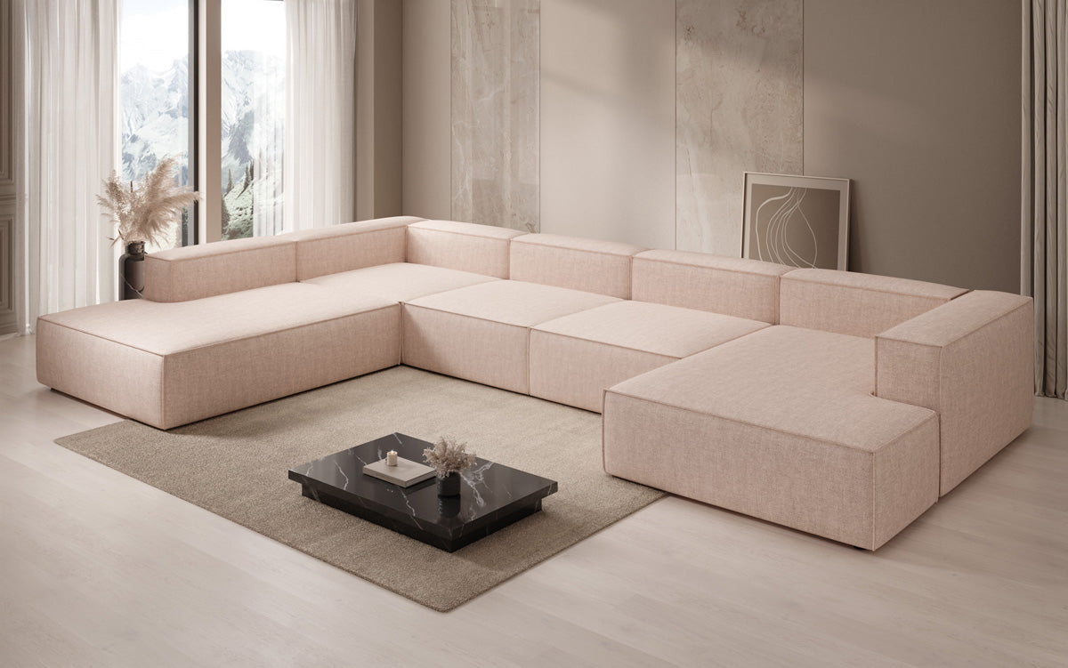 Designer-Sofa Lesley U XXL a Lengen-Optik