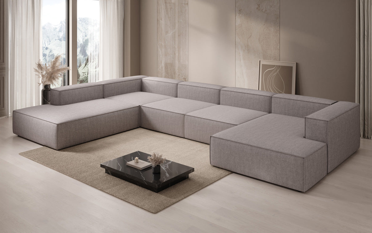 Designer-Sofa Lesley U XXL a Lengen-Optik