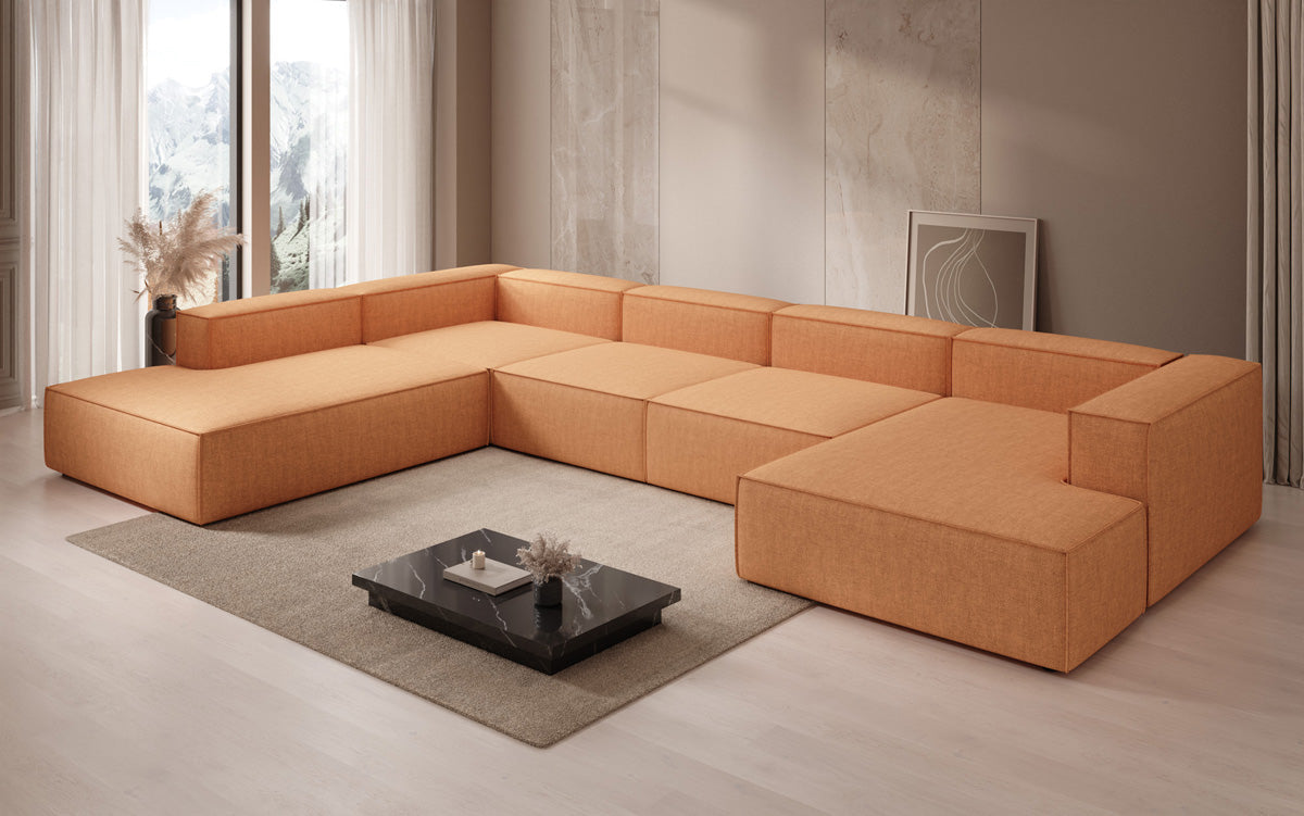 Designer-Sofa Lesley U XXL a Lengen-Optik