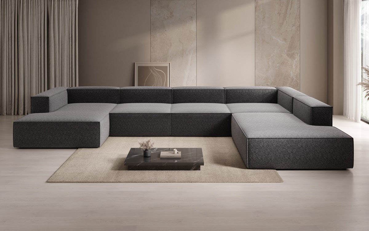 Canapé design Lesley U XXL en tissu texturé