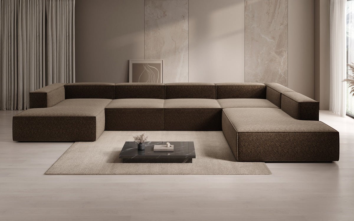 Canapé design Lesley U XXL en tissu texturé