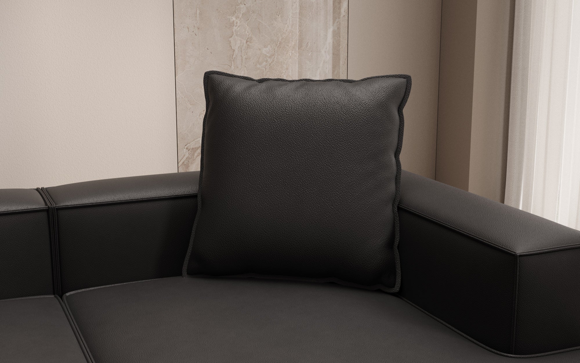 Decorative pillow Lesley 60x60 in genuine leather