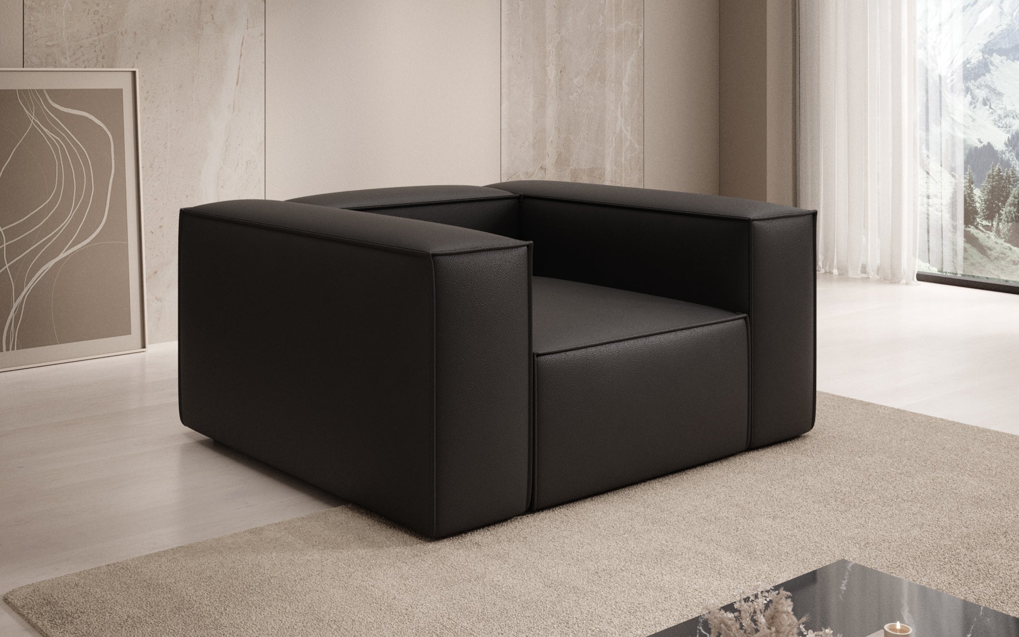 Designer sofa armchair Lesley in genuine leather