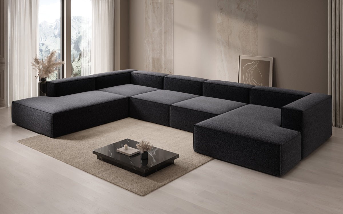 Canapé design Lesley U XXL en tissu texturé