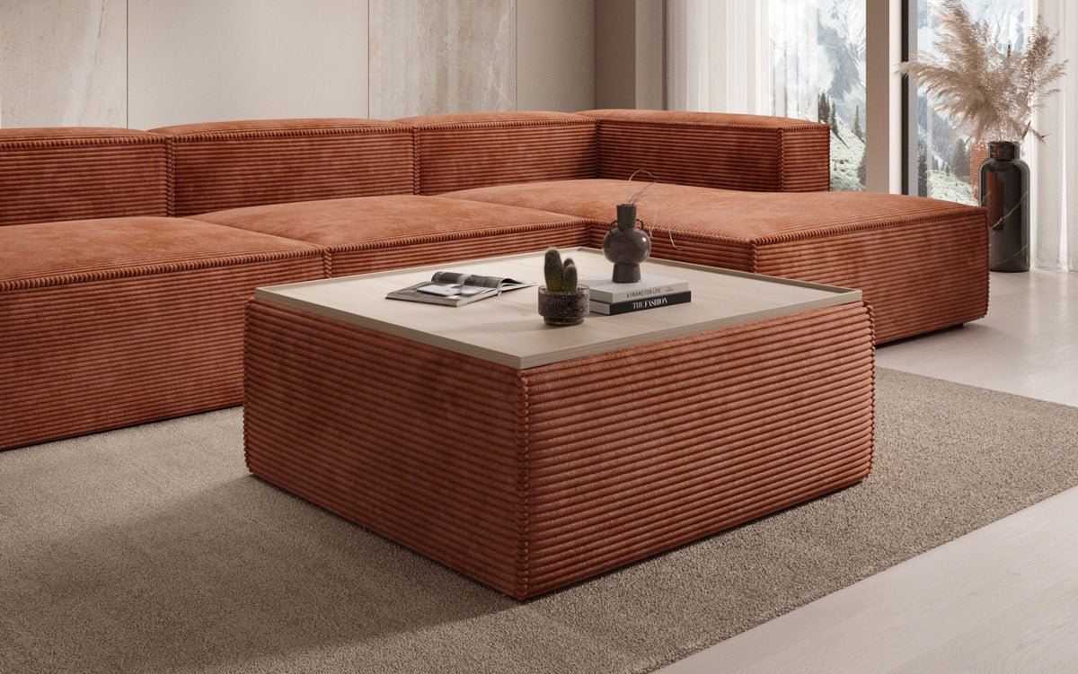 Beistellhocker/Couchtisch Lesley mat Späicherplatz a Cord