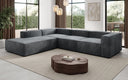 Designer Ecksofa Lesley mit langer Ottomane in Samt