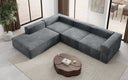Designer Ecksofa Lesley mit langer Ottomane in Samt