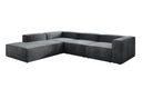 Designer Ecksofa Lesley mit langer Ottomane in Samt