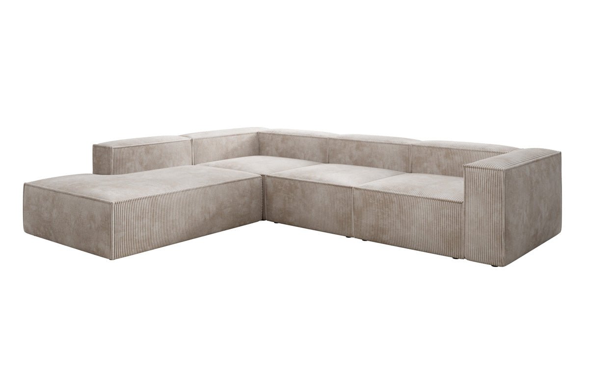 Designer Sofa Lesley L with long ottoman in corduroy
