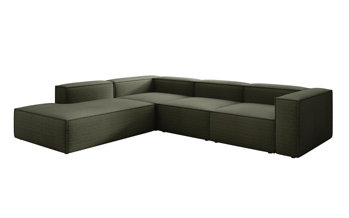 Designer Sofa Lesley L mat laanger Ottomane a Bouclé