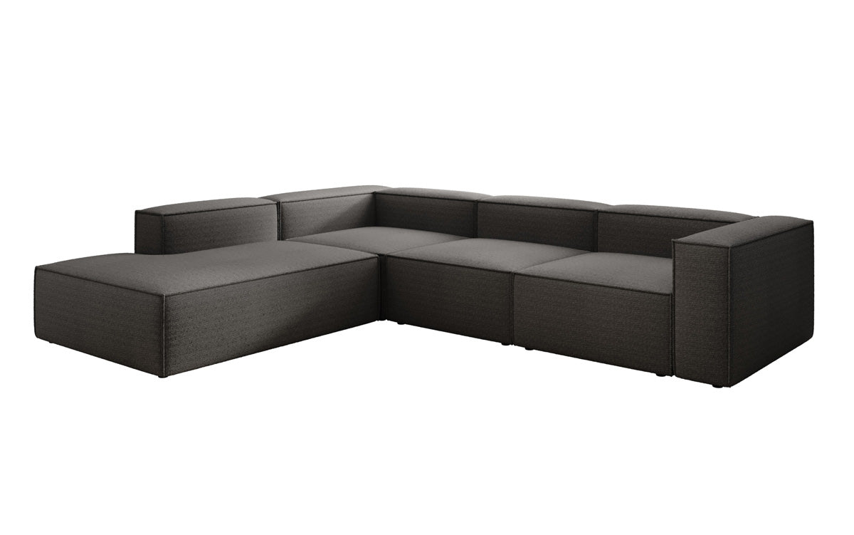 Designer Sofa Lesley L mat laanger Ottomane a Bouclé