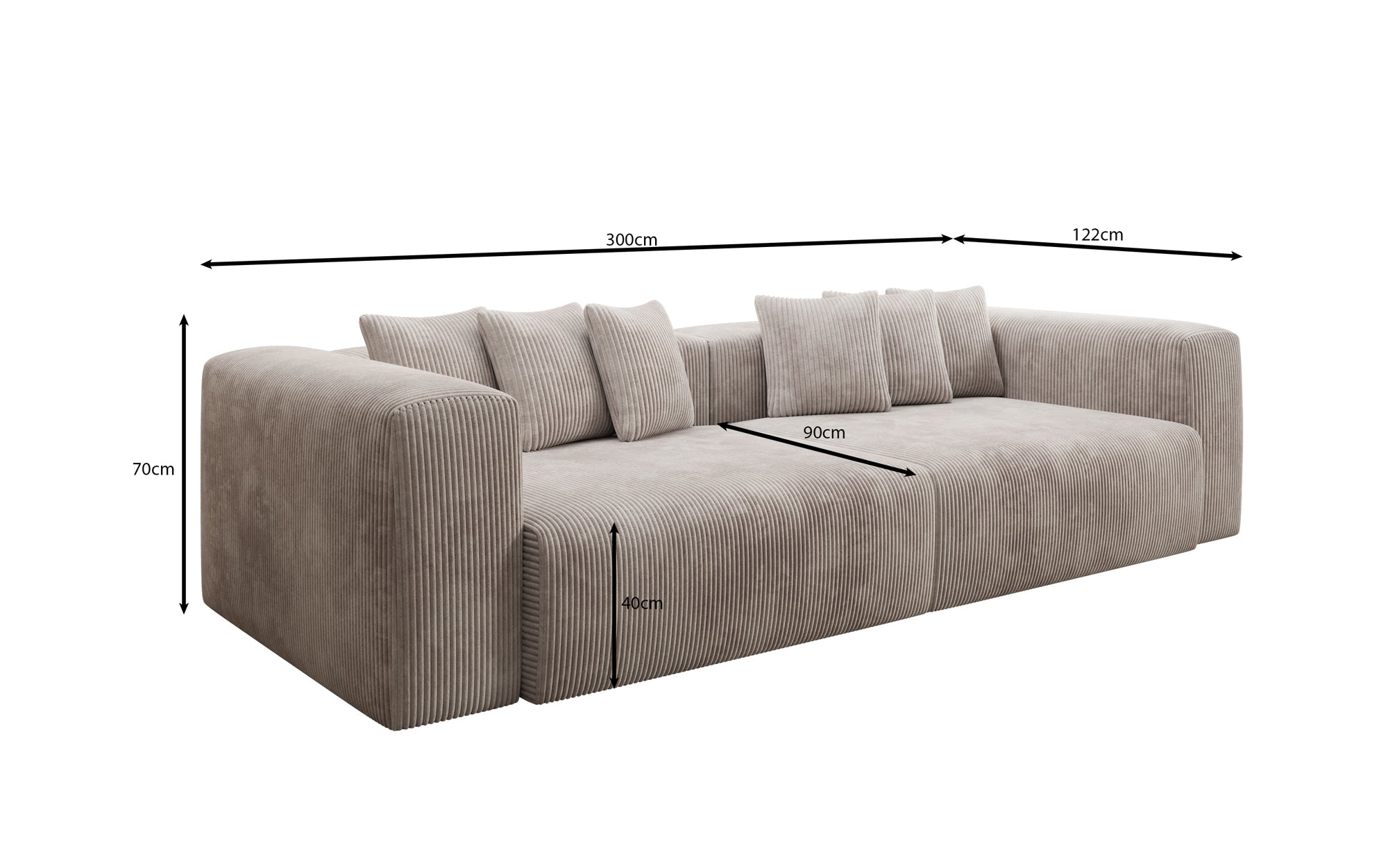 Canapé design Tully 3 places en Côtelé