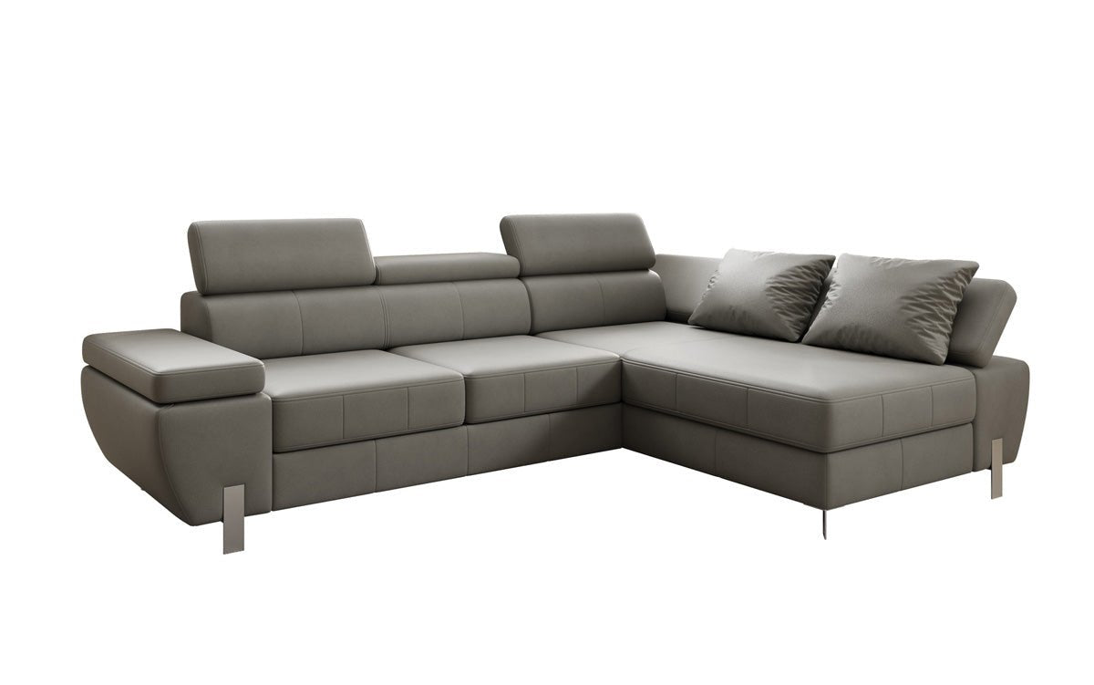 Designer L Sofa Calista with Sleeping Function and Storage in Genuine Leather