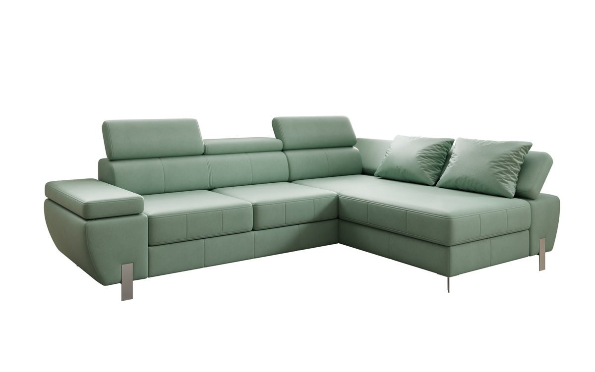 Designer L Sofa Calista with Sleeping Function and Storage in Genuine Leather