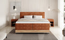 Lit en bois/Lit boxspring Nero avec rangement en Côtelé