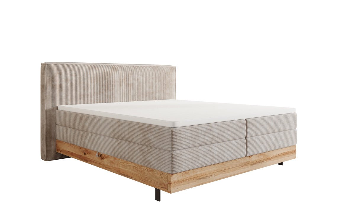 Holzbett/Boxspringbett Nero mat Späicherplaz a Cordstoff