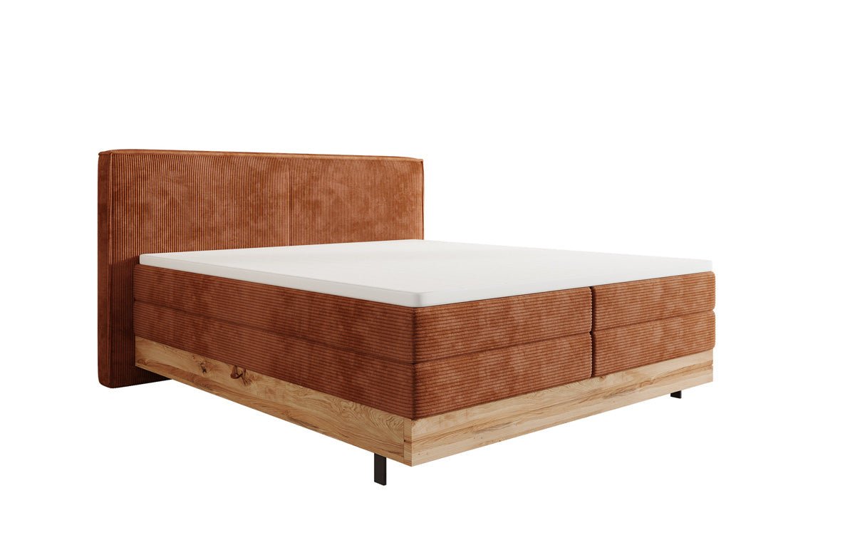 Holzbett/Boxspringbett Nero mat Späicherplaz a Cordstoff
