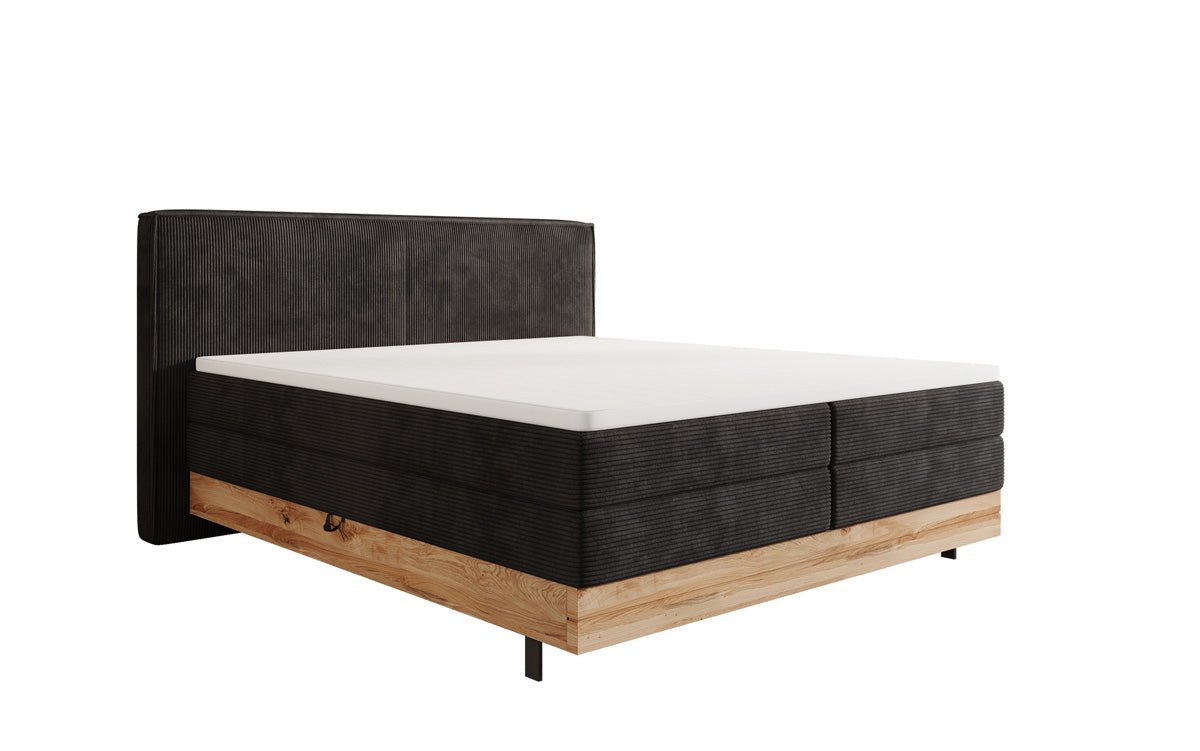 Holzbett/Boxspringbett Nero mat Späicherplaz a Cordstoff