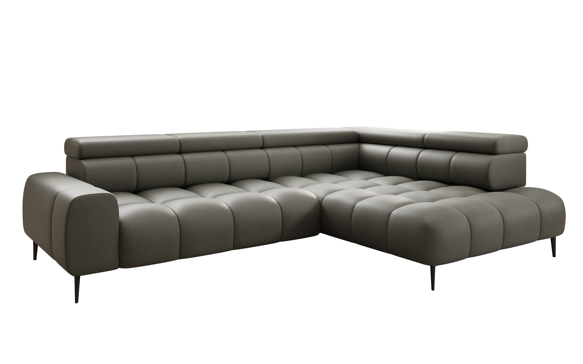 Canapé design Ceora L avec fonction de couchage électrique et dossier réglable en cuir véritable