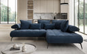Canapé d’angle design Sydney en velours avec fonction de couchage électrique