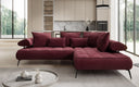 Canapé d’angle design Sydney en velours avec fonction de couchage électrique