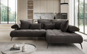 Canapé d’angle design Sydney en velours avec fonction de couchage électrique