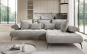 Canapé d’angle design Sydney en velours avec fonction de couchage électrique