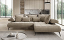 Canapé d’angle design Sydney en velours avec fonction de couchage électrique