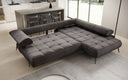 Canapé d’angle design Sydney en velours avec fonction de couchage électrique