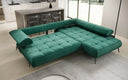 Canapé d’angle design Sydney en velours avec fonction de couchage électrique
