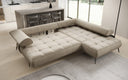 Canapé d’angle design Sydney en velours avec fonction de couchage électrique