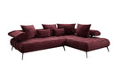 Canapé d’angle design Sydney en velours avec fonction de couchage électrique