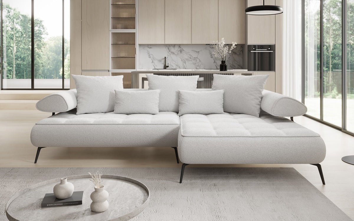 Designer Sofa Sydney L II Bouclé mat elektrescher Schloffunktioun