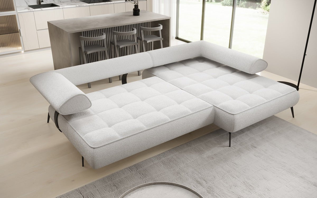 Designer Sofa Sydney L II Bouclé mat elektrescher Schloffunktioun