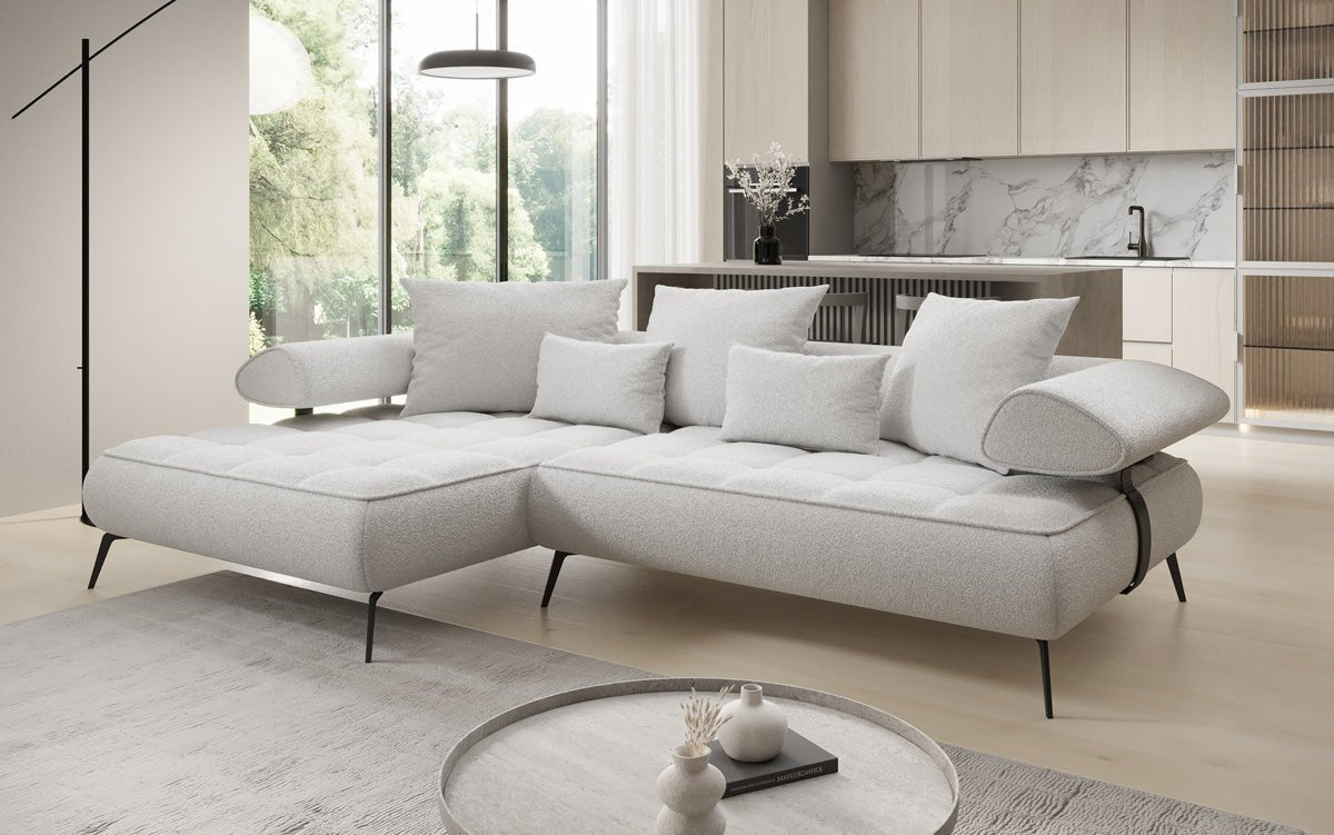 Designer Sofa Sydney L II Bouclé mat elektrescher Schloffunktioun