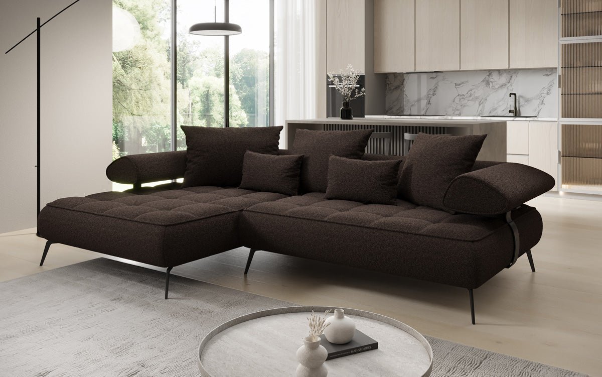 Designer Sofa Sydney L II Bouclé mat elektrescher Schloffunktioun
