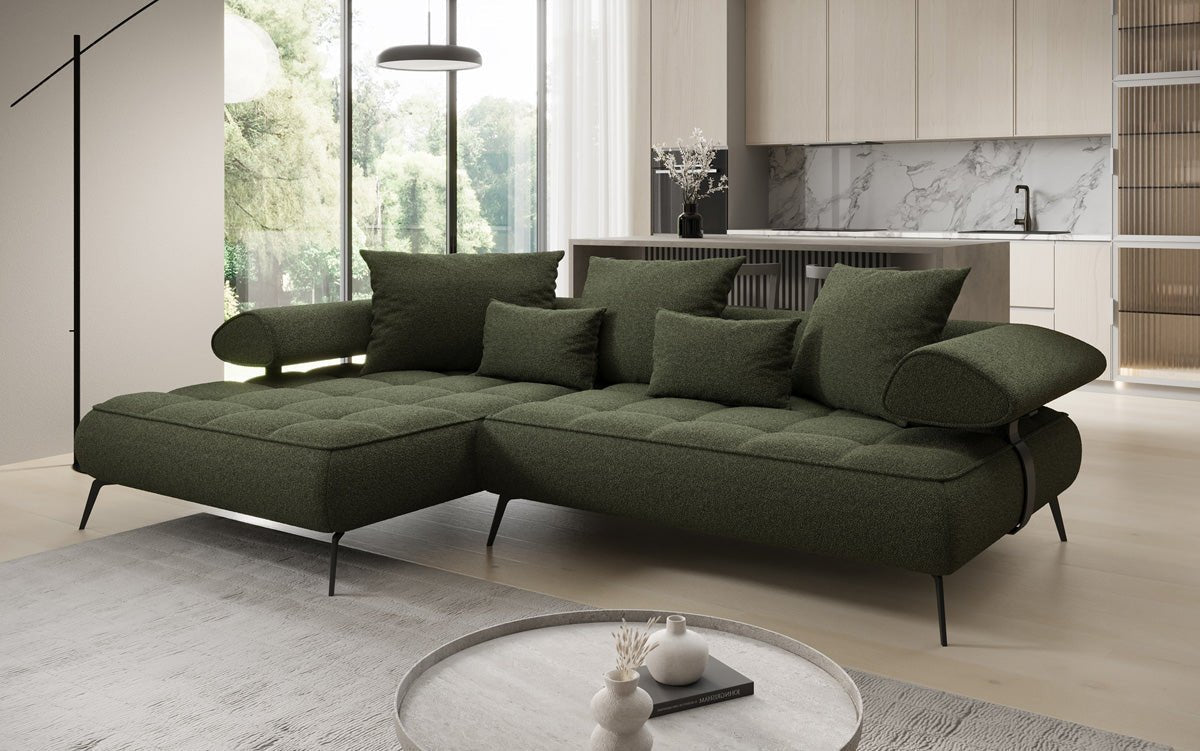 Designer Sofa Sydney L II Bouclé mat elektrescher Schloffunktioun