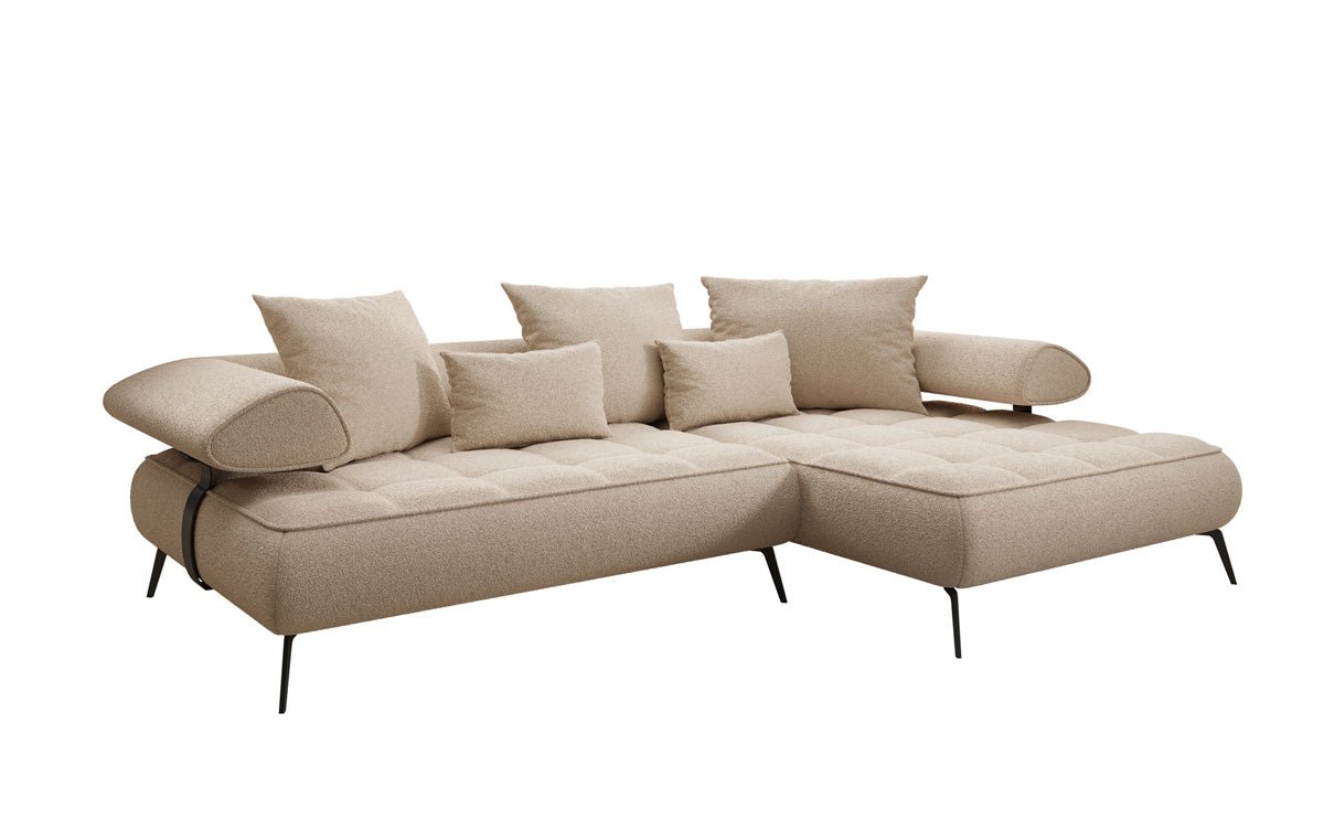 Designer Sofa Sydney L II Bouclé mat elektrescher Schloffunktioun