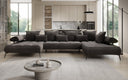 Designer U Sofa Sydney Samt mit elektrischer Schlaffunktion
