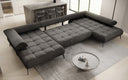 Designer U Sofa Sydney Samt mit elektrischer Schlaffunktion