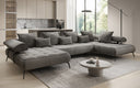 Designer U Sofa Sydney Samt mit elektrischer Schlaffunktion
