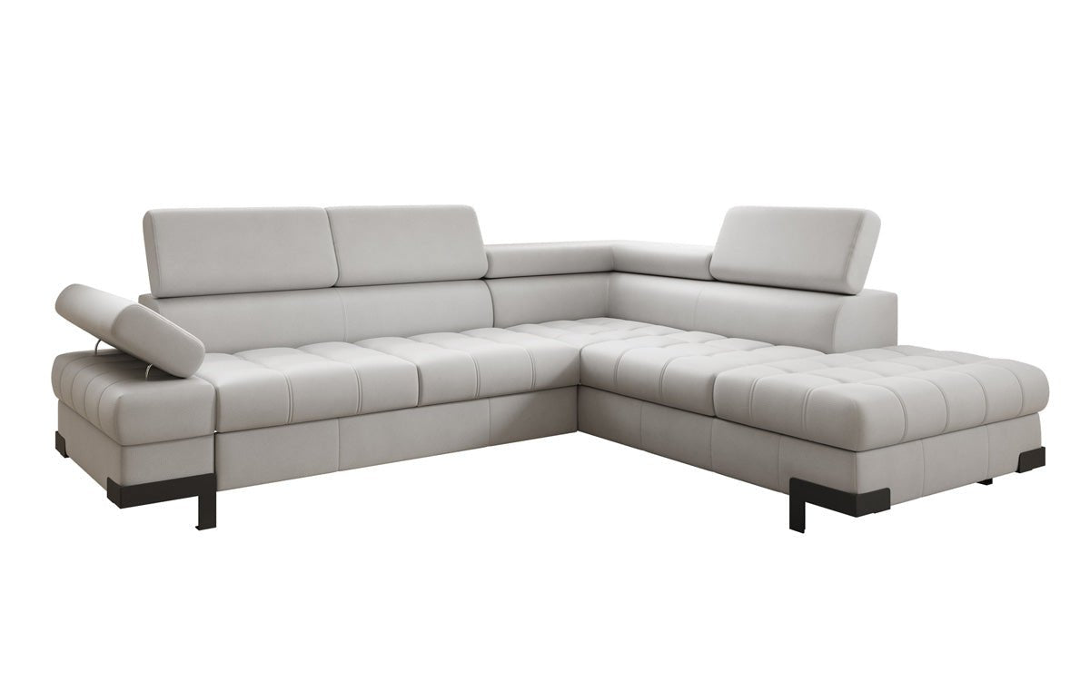 Designer L Sofa Noelia mat Schloffunktioun an Stauraum an Echtläder
