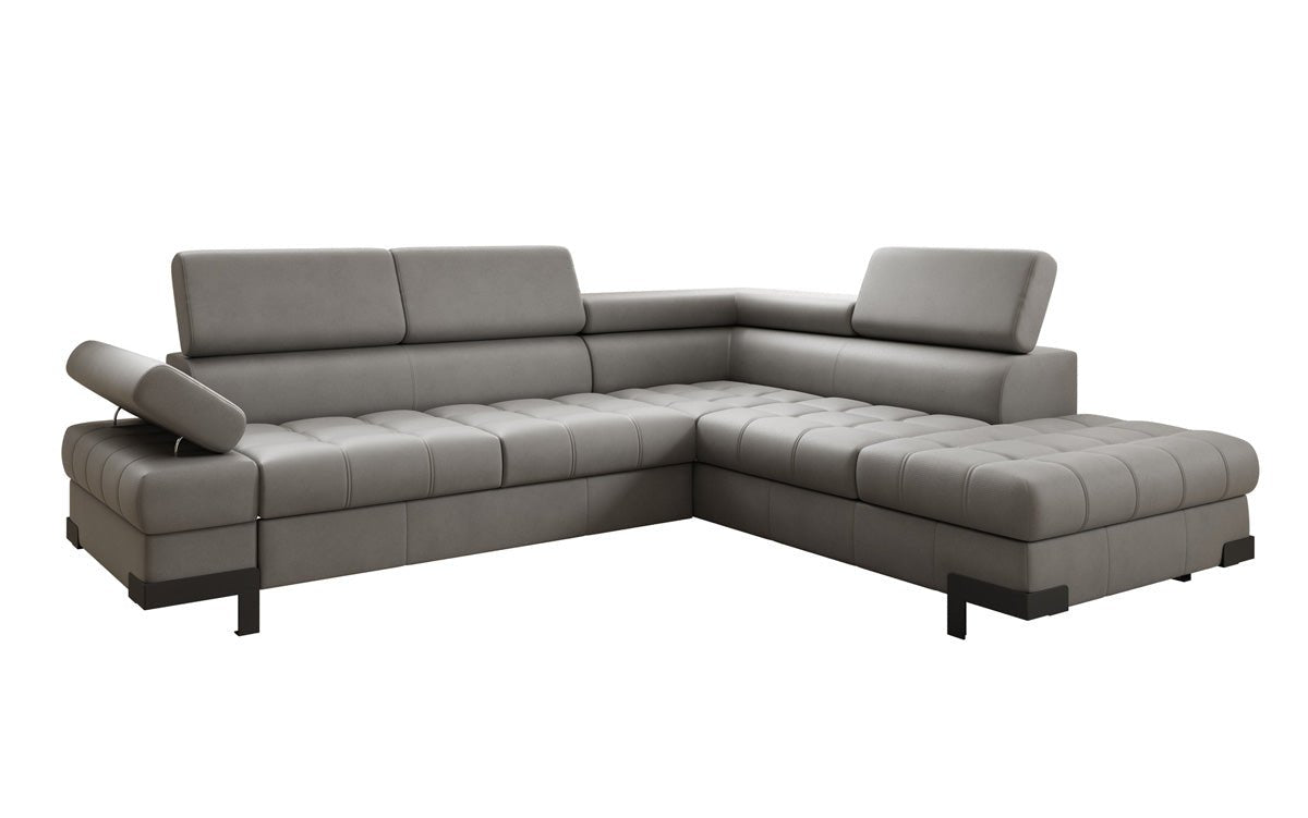 Designer L Sofa Noelia mat Schloffunktioun an Stauraum an Echtläder