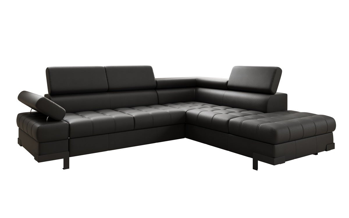 Designer L Sofa Noelia mat Schloffunktioun an Stauraum an Echtläder