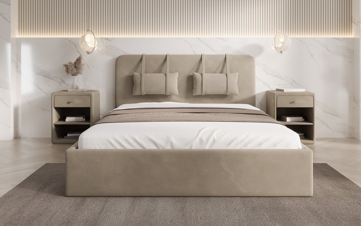 Designer Upholstered Bed Alma in Velvet with Storage