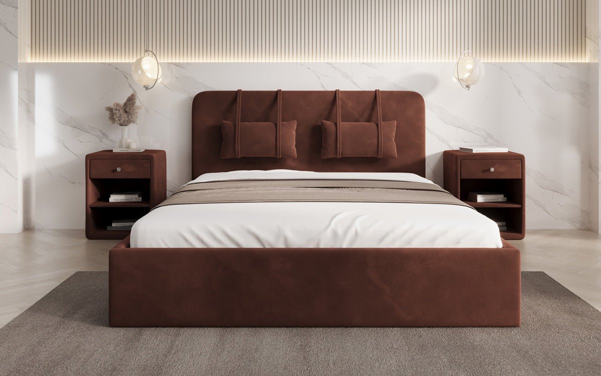Designer Upholstered Bed Alma in Velvet with Storage