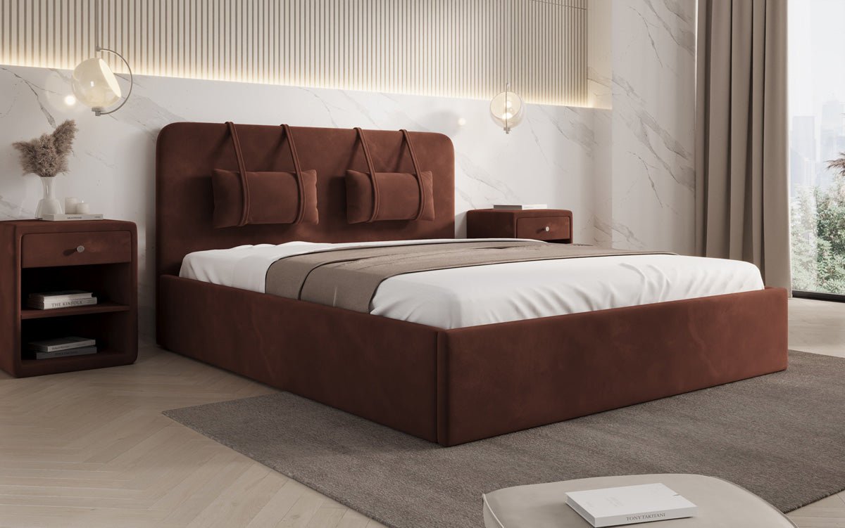 Designer Upholstered Bed Alma in Velvet with Storage