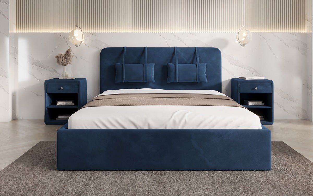 Designer Upholstered Bed Alma in Velvet with Storage