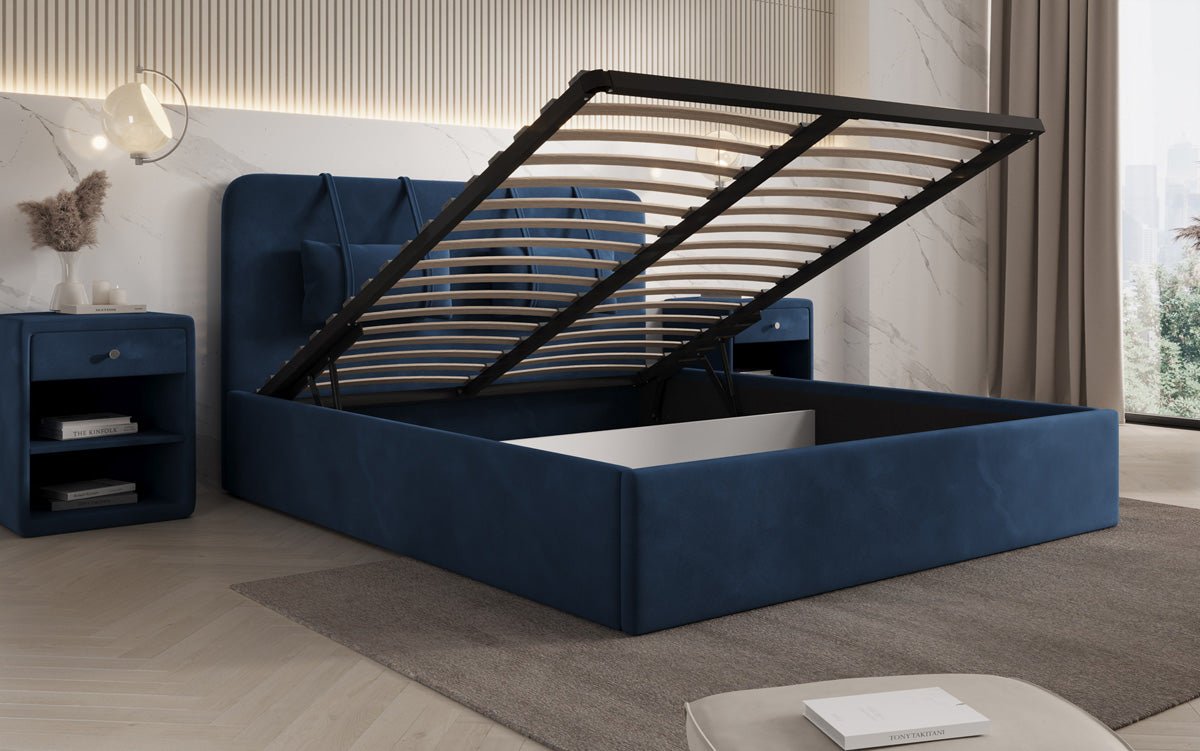 Designer Upholstered Bed Alma in Velvet with Storage